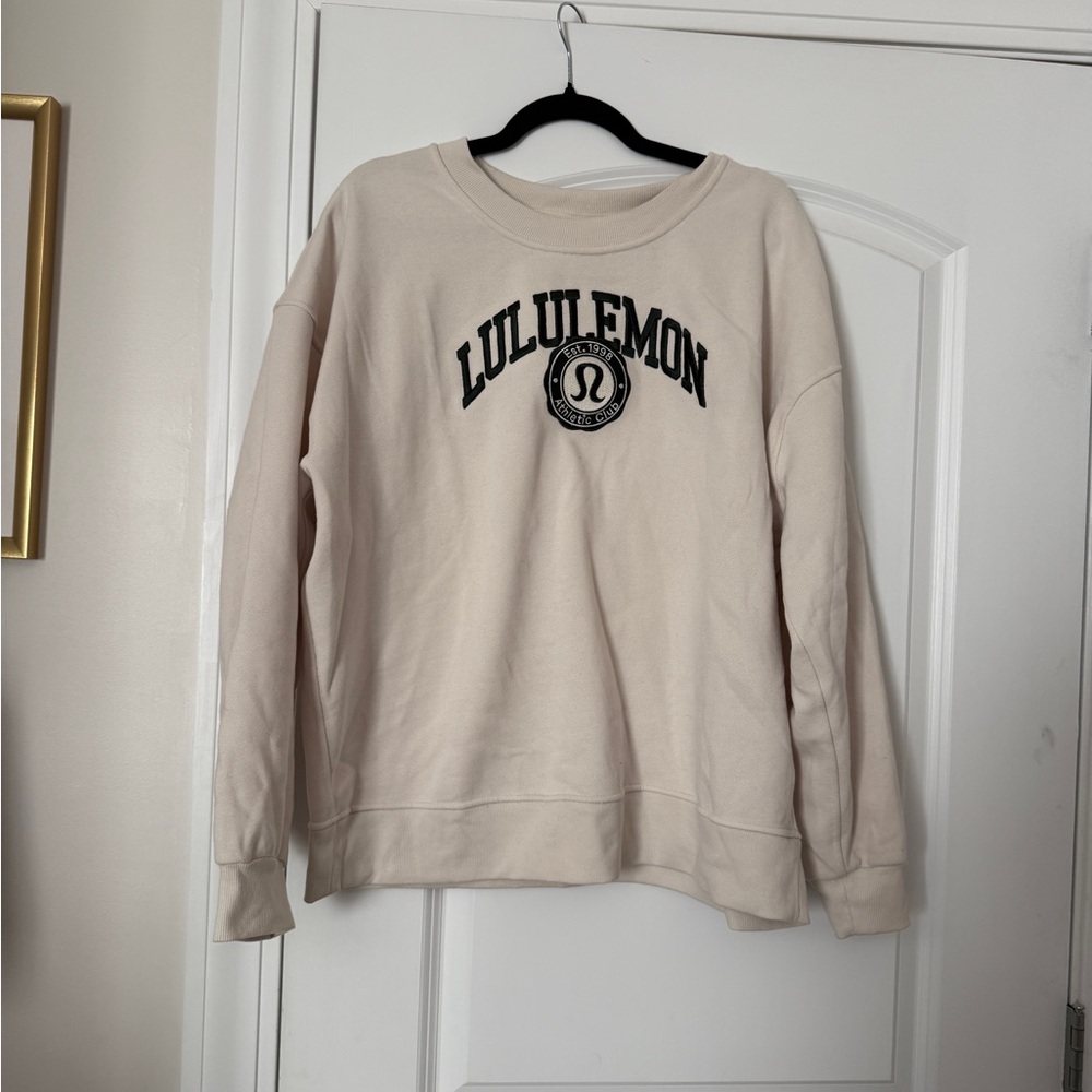 Lululemon Athletica Cream Sweatshirt with Black Logo
